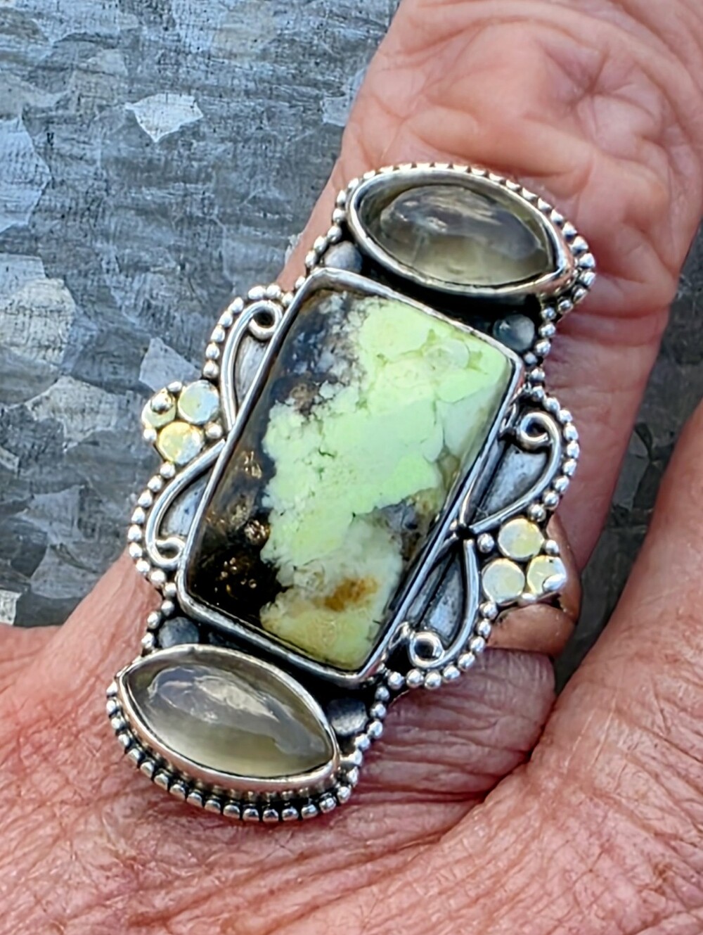 Citron Magnesite with Garden Quartz In 925 Sterling Silver (9)